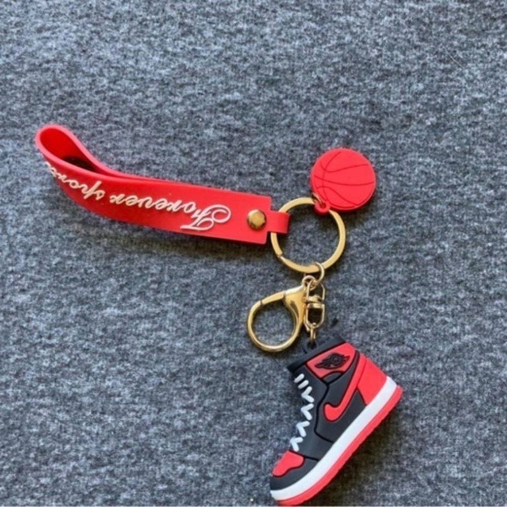 Red Sneaker Keychain with Basketball Charm & "Forever Sports" Strap – Cute Bag - Picture 1 of 4